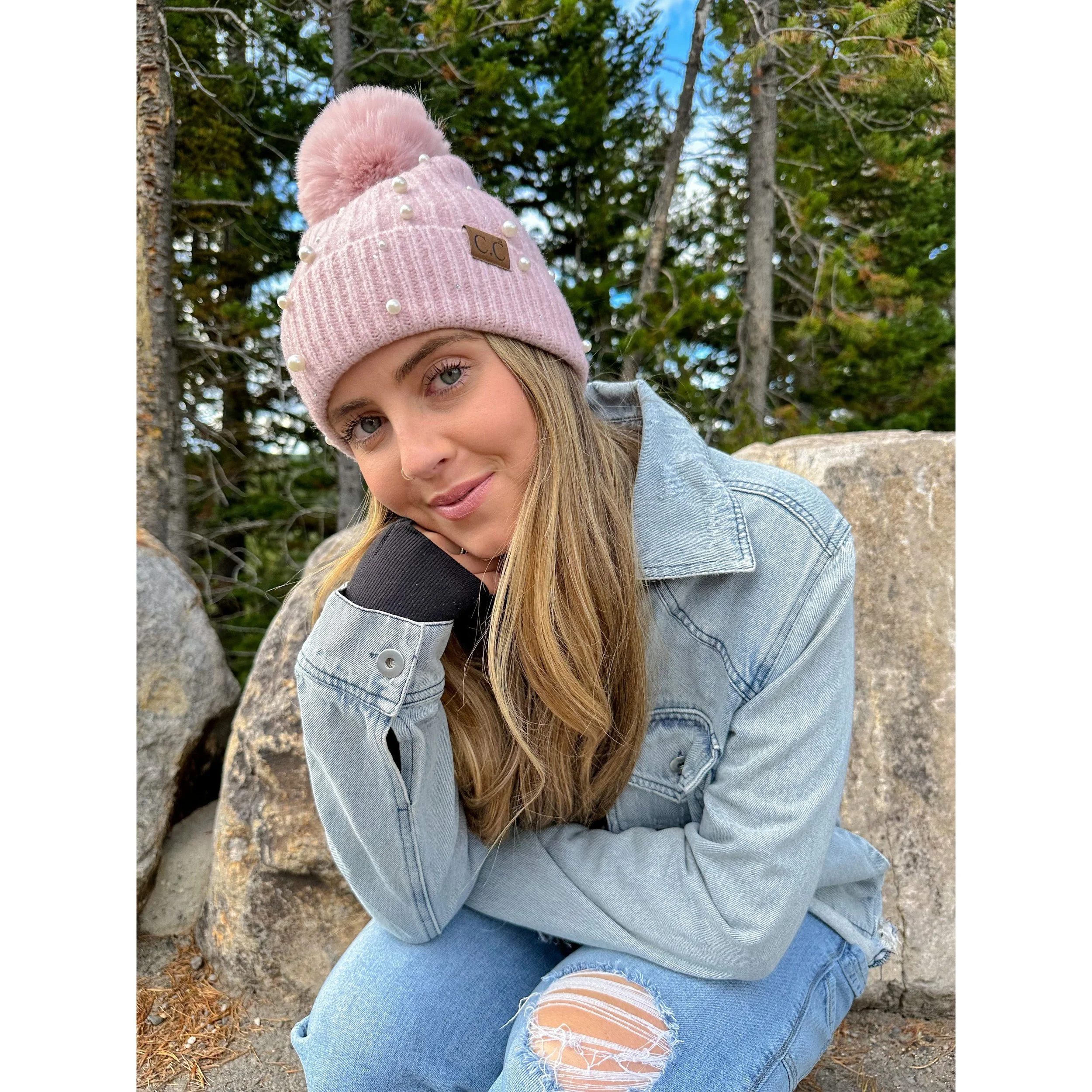 CC PEARL POM BEANIE ROSE MODEL.jpeg