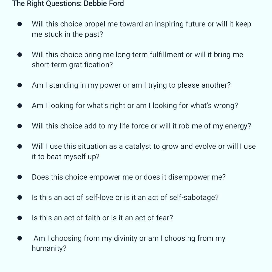One of my all time favorites.
When making decisions, small or big,  I often reflect on many of these questions.

#therapy #selfresponsibility #Selfcare #selfhelp #motivation #selfawareness #counseling #growth #torontopsychotherapy
