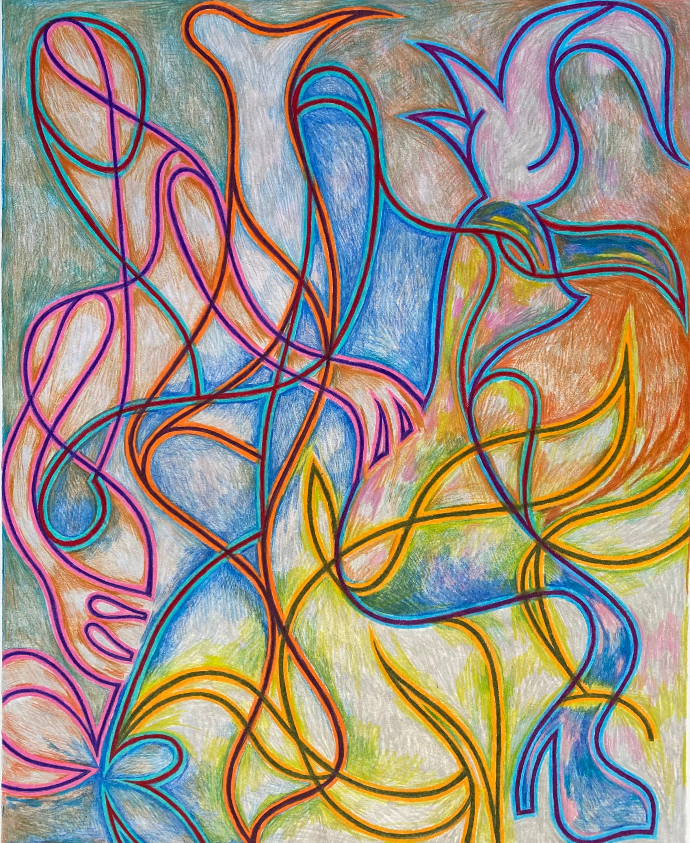    Tossed and Turning     Colored Pencil on Paper. 17” x 14”. 2021. 