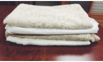 ASSORTED LACE CLOTH QUANTITY: 5 RENT: $2 EACH