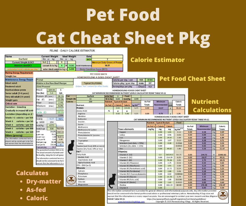 Cat Food Full Cheat Sheet Package
