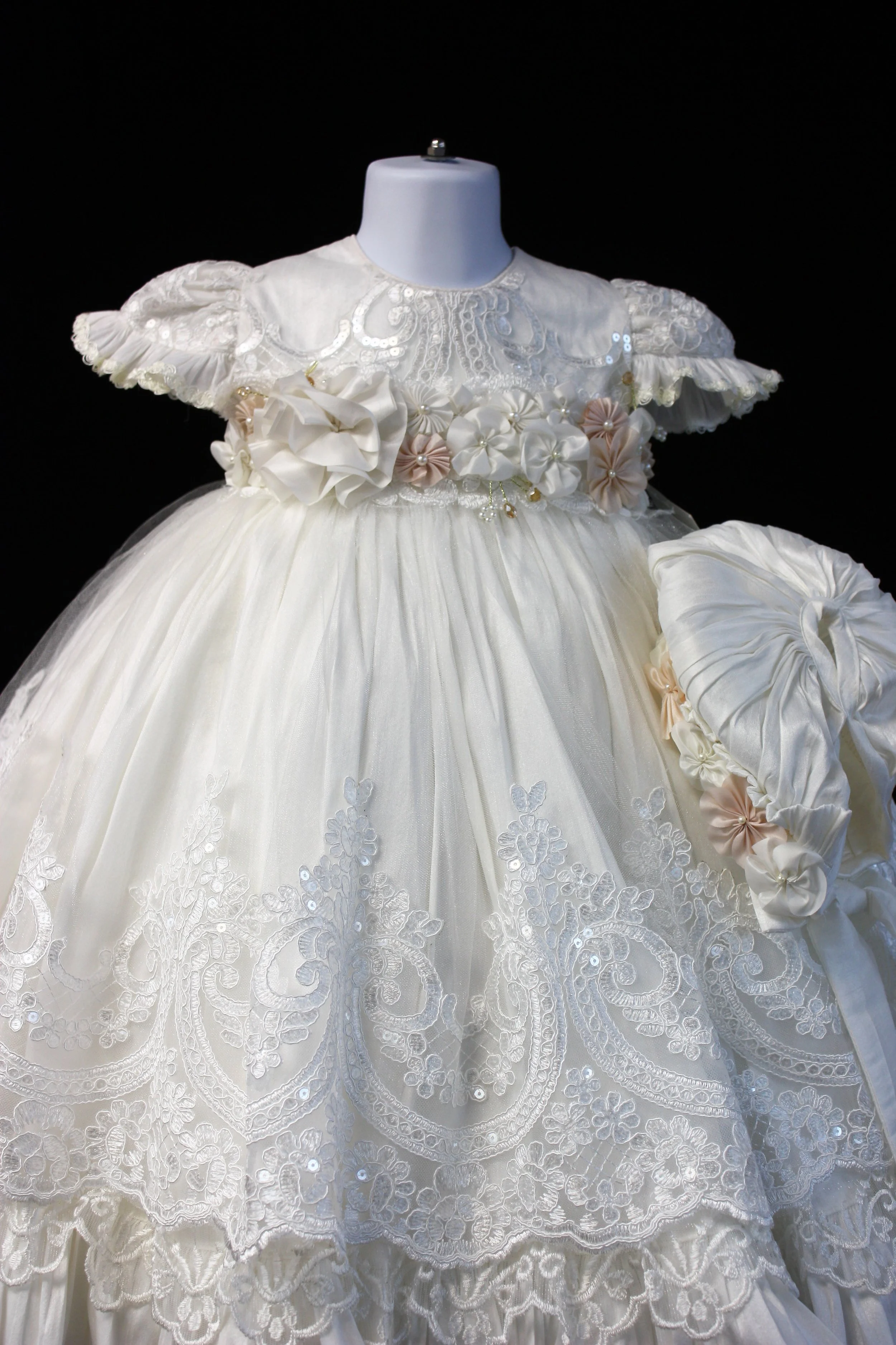Elegant Baby Baptism Dresses Baby Floral Plate Buckle Romper