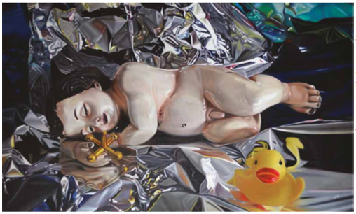 Niño dormido. Oleo sobre tela | Serie Game Over | 1.80 x 1.35 cms. 