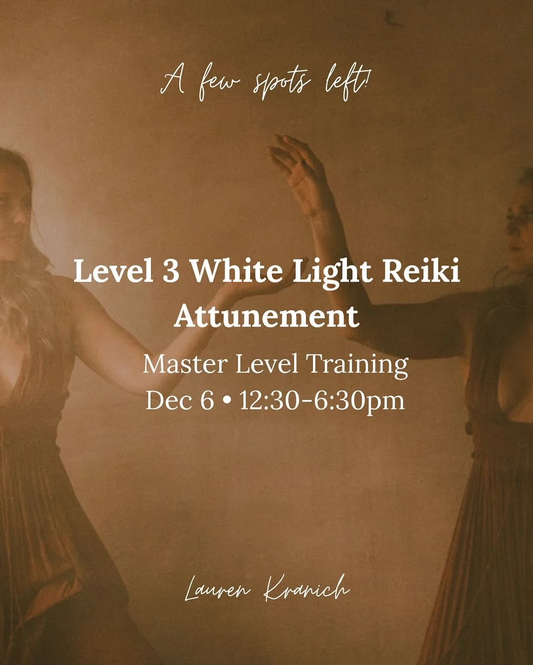 A few precious spots remain for Level 3 White Light Reiki Attunement ✨

Step into Reiki mastery this December 6th and unlock the deepest level of your healing journey.

This Master Level training isn&rsquo;t just about techniques&mdash;it&rsquo;s abo