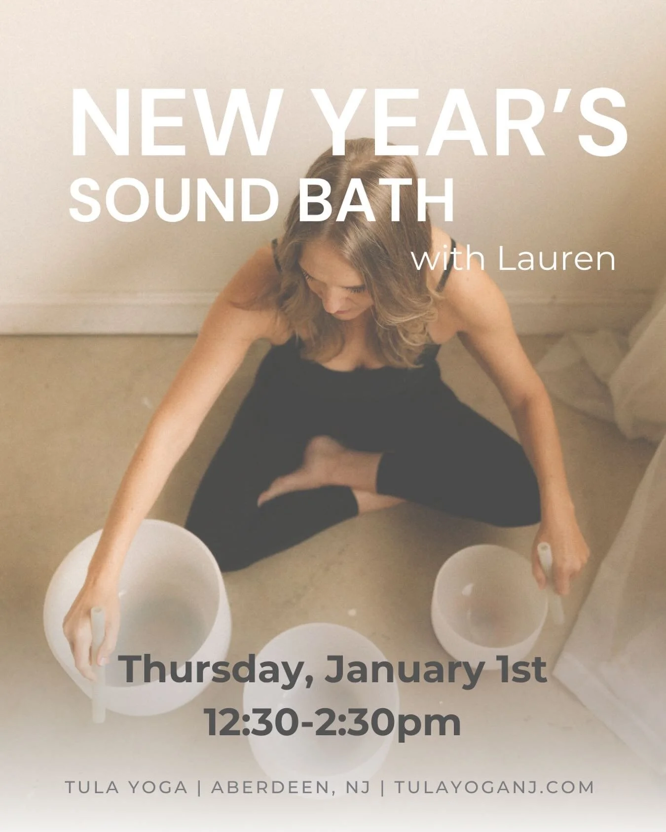 Step into the new year with intention, clarity, and peace. Join me @TulaYoga for a deeply restorative New Year&rsquo;s Sound Bath, designed to help you let go of the old and open to the new. 

Through guided reflection, gentle yoga, meditation, and i
