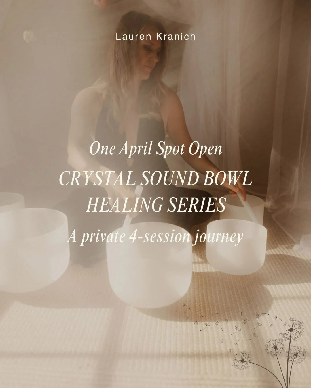 One April spot is open in the private Crystal Sound Bowl Healing Series. 🔔

If you&rsquo;ve been sitting with your bowls wondering how to use them more intentionally this is your invitation.

This four-session 1:1 journey is designed to help you bui