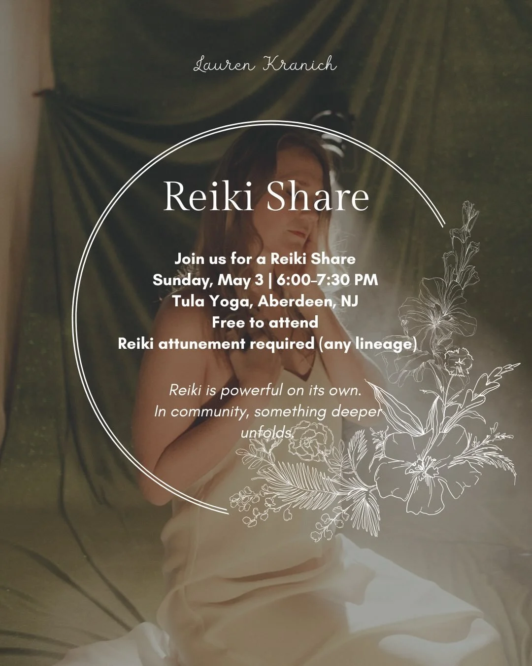 Reiki is powerful on its own, but in community, something deeper unfolds.

Join us for a Reiki Share on Sunday, May 3 at 6 PM at @tulayoga 

A Reiki Share is a supportive circle where practitioners gather to give, receive, and connect through healing