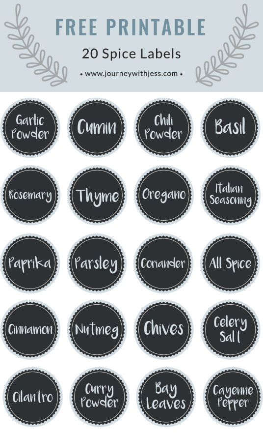 FREE PRINTABLE - 20 Spice Labels for Pantry Organization