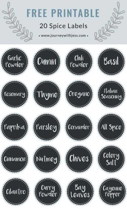 FREE PRINTABLE - 20 Spice Labels for Pantry Organization — Journey With ...