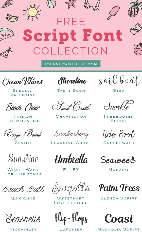 Free Font Collection: Script Fonts — Journey With Jess | Inspiration ...
