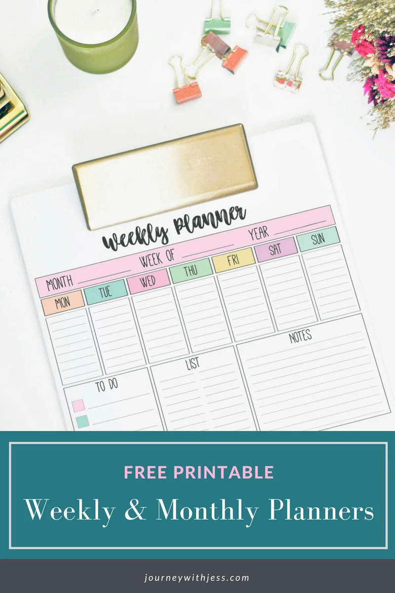 FREE PRINTABLE Weekly & Monthly Planners