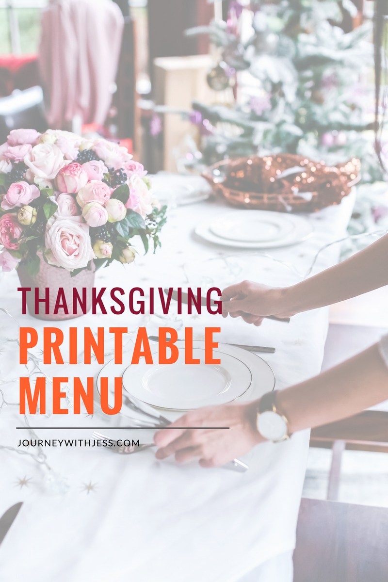 Thanksgiving Printable Menu