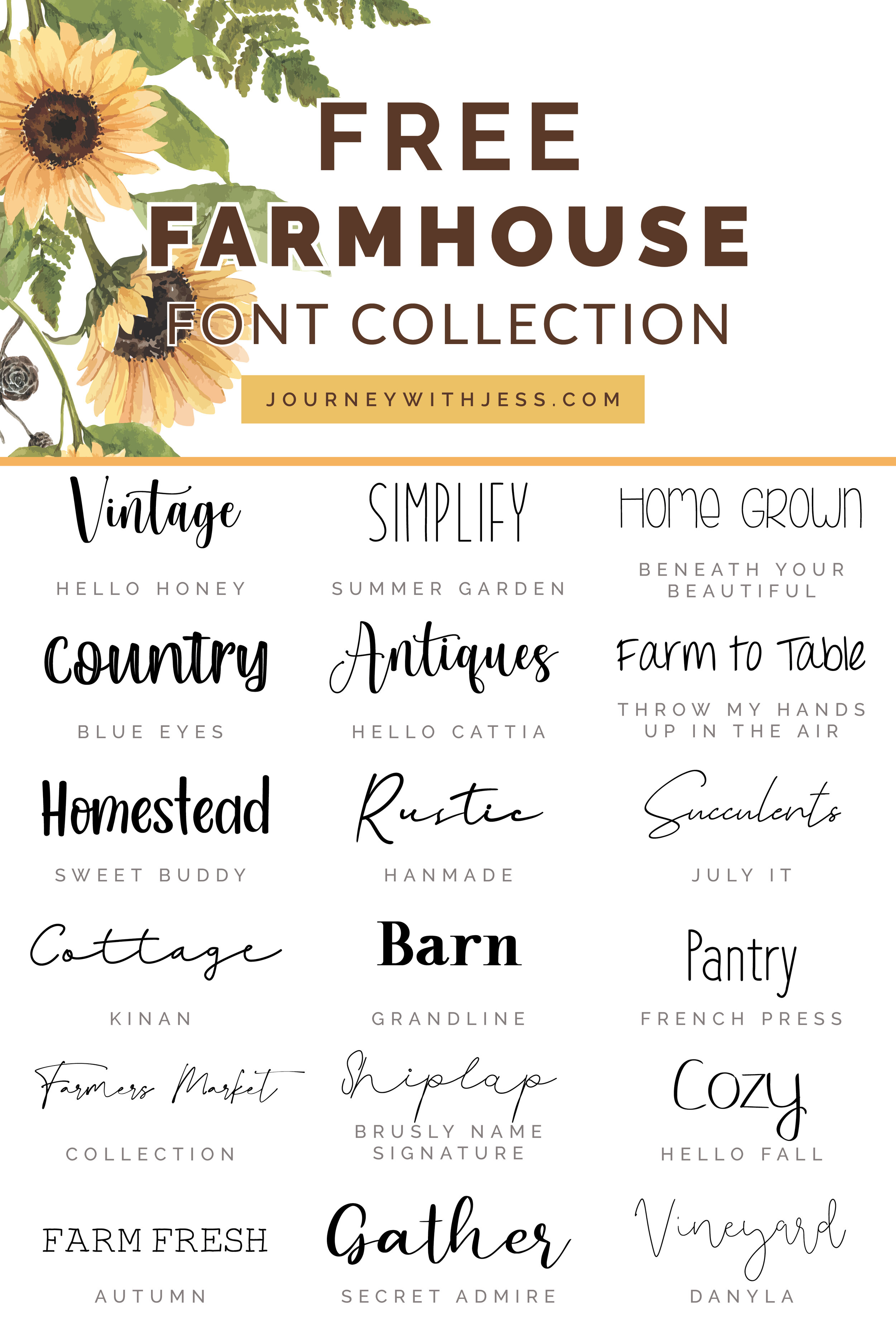 Free Font Collection: Farmhouse — Journey With Jess | Inspiration for
