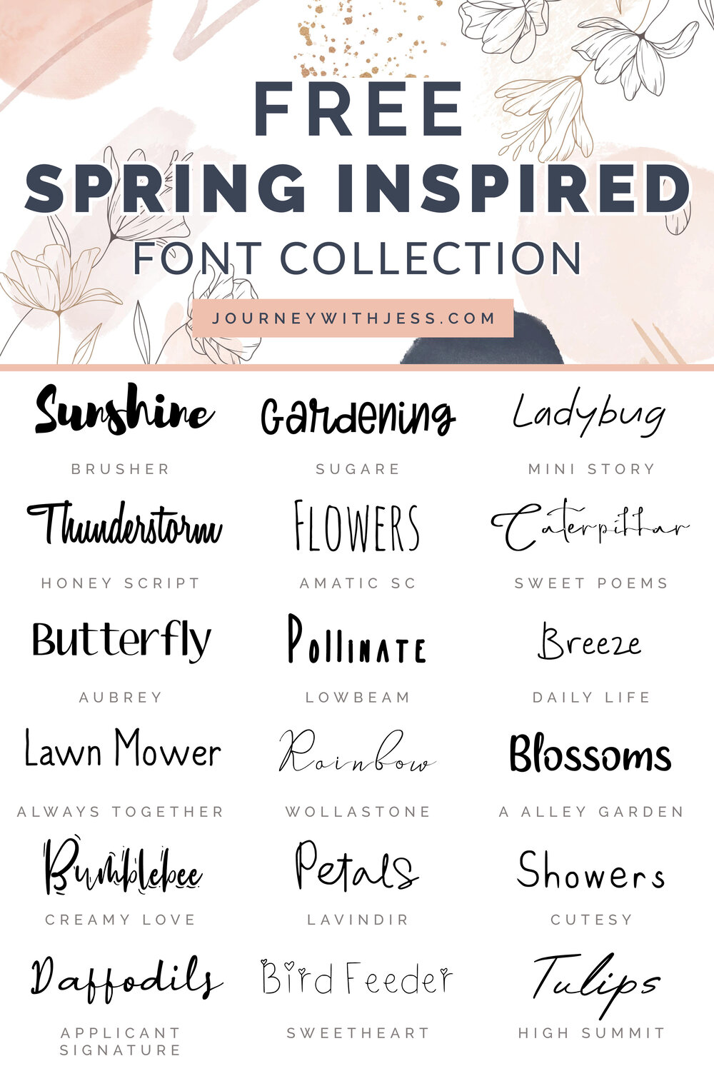 Free Font Collection: Spring Inspired Fonts — Journey With Jess