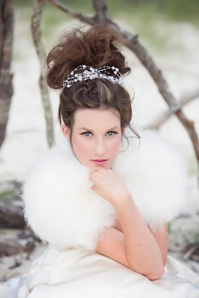 Beautiful Beach Brides, Pearl Jewellry & Pretty Bright Coloured Wedding Flowers