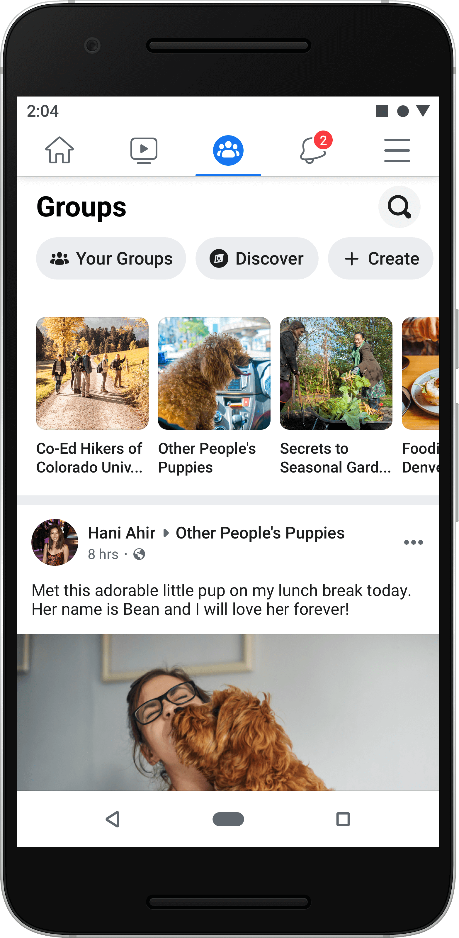Redesign of the Facebook Groups tab in the mobile app. Desktop redesign to ship out in the coming months.
