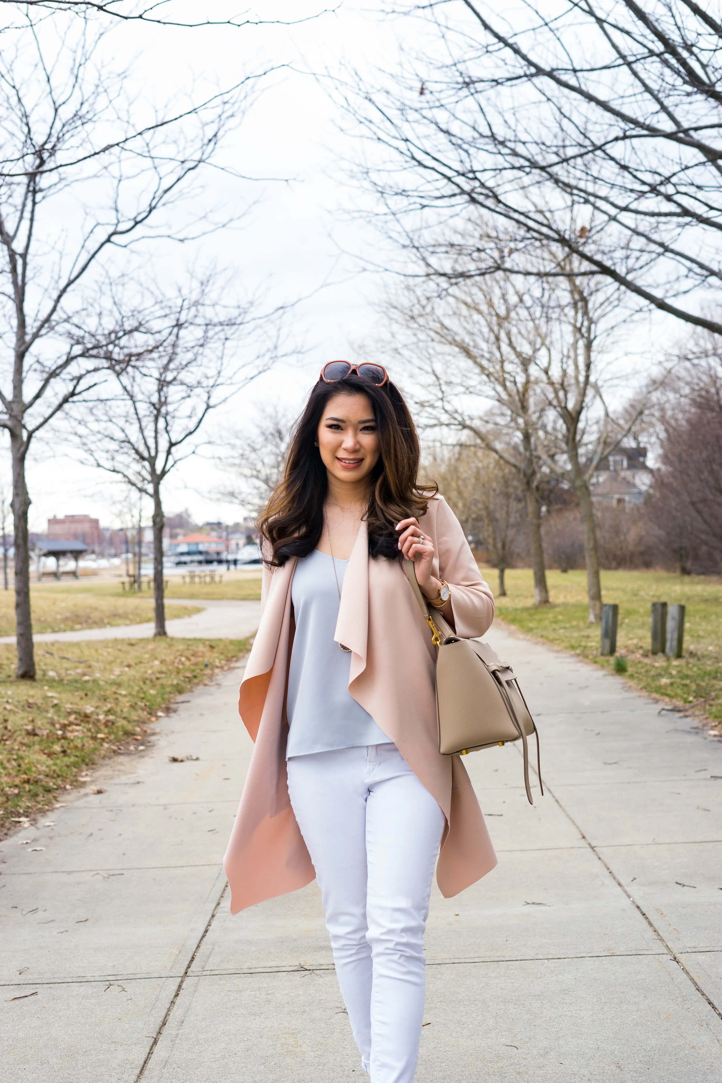 blush pink waterfall jacket