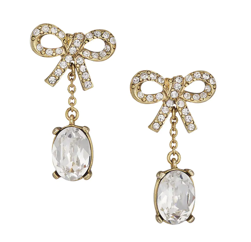 Oscar de la Renta - Resort 22 Goldtone &amp; Swarovski Crystal Bow Drop Earrings
