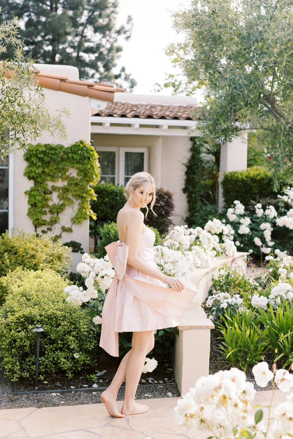strapless open back dress The Ballet Dress in Tickled Pink main image 1
