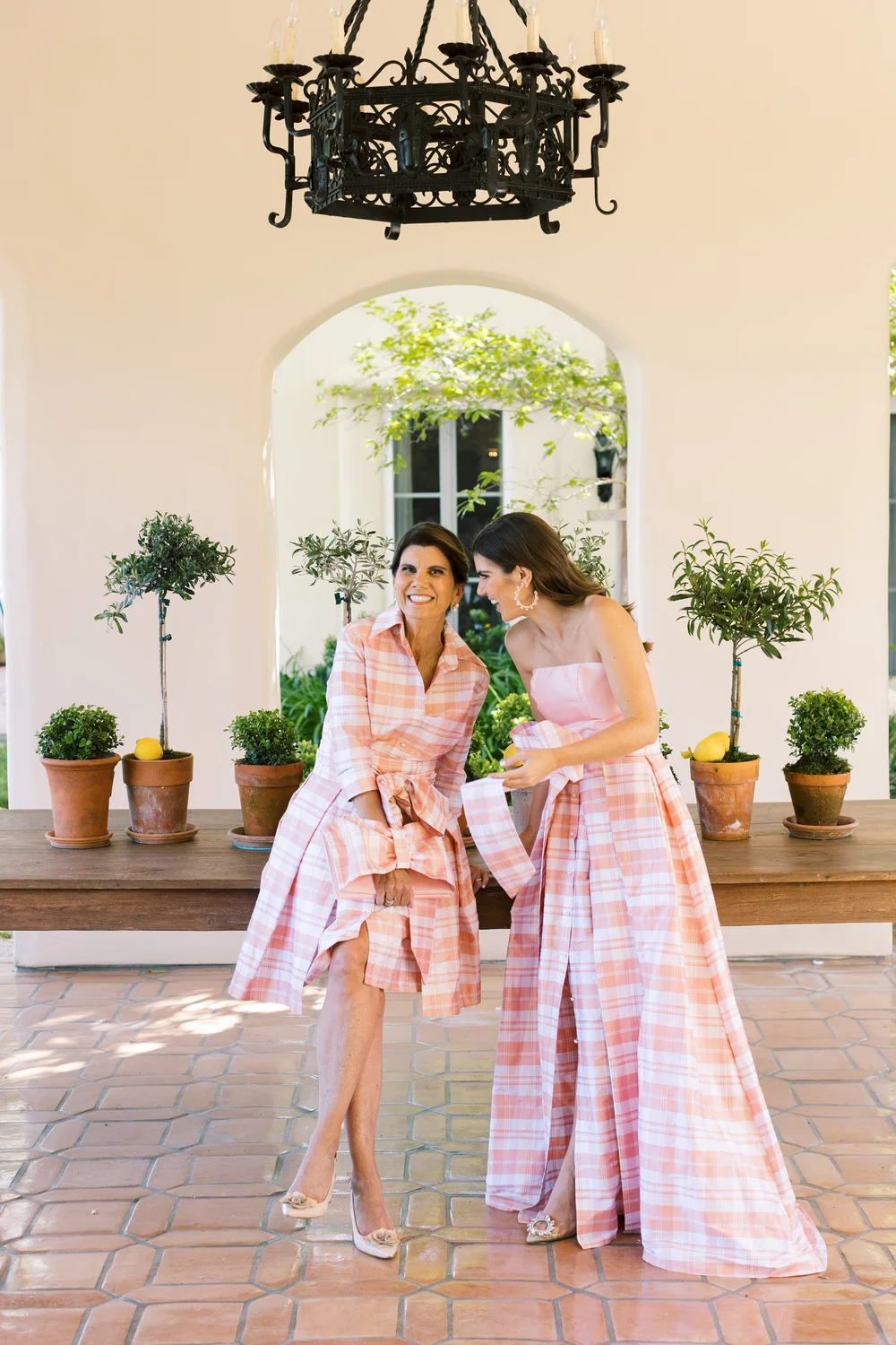 Collared Cocktail Dress - Pink Plaid  Luciana Emilia