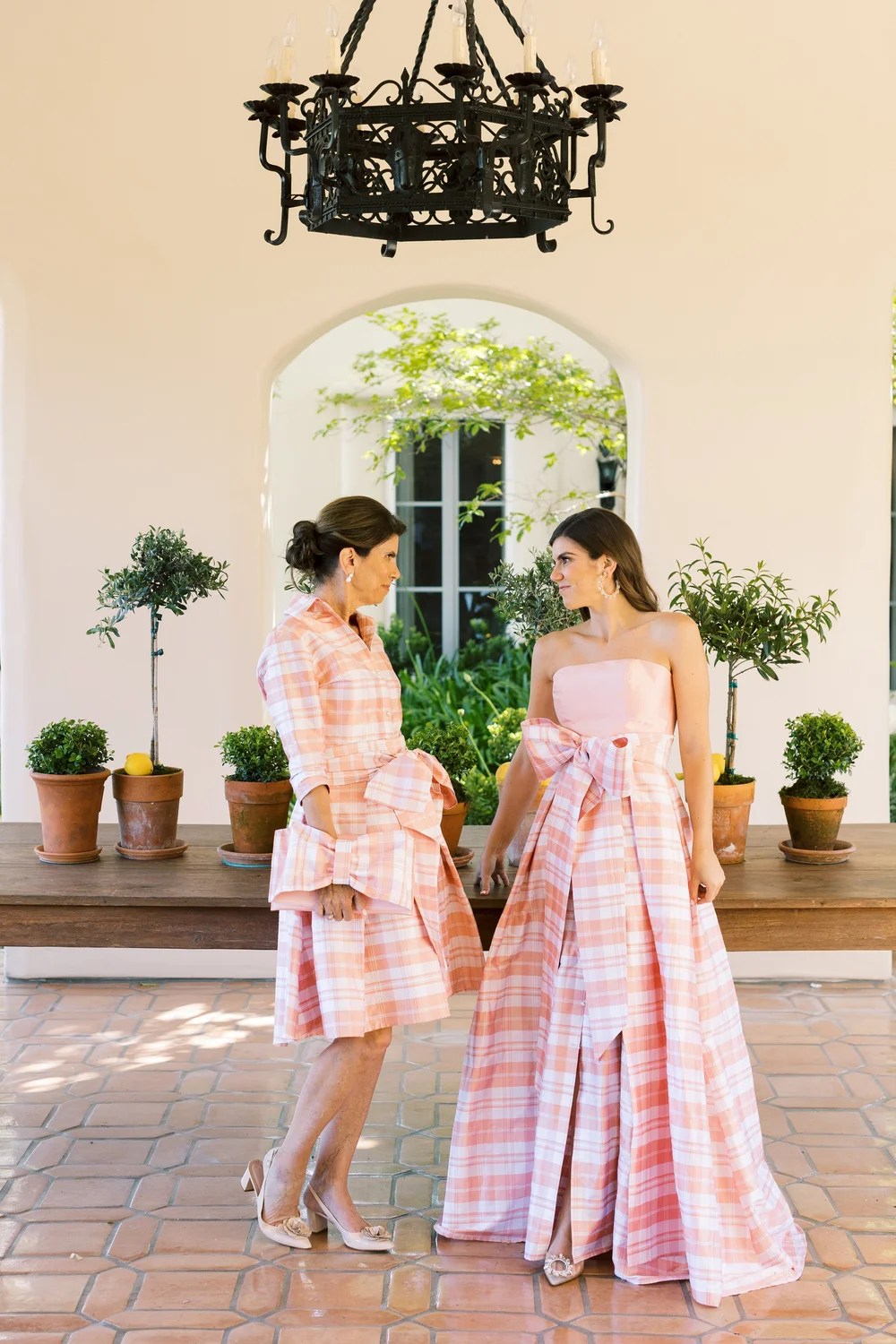 cocktail dress for plus size 1950s Pastel Plaid Ruffled Bow Sweetheart Neck Swing Dress