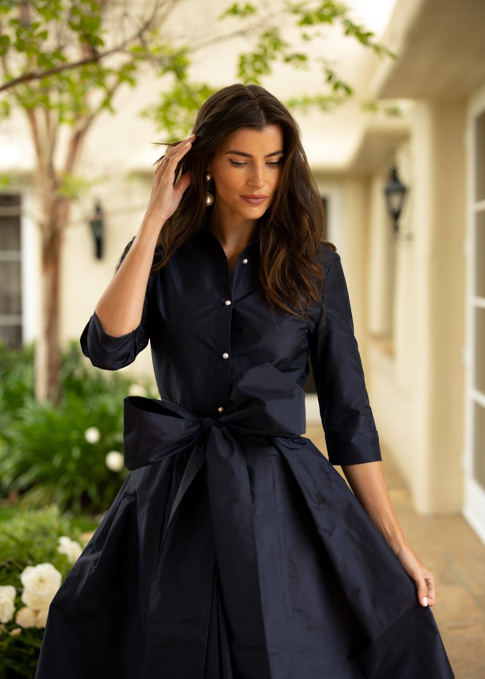 blue dress for baby girl 100% Cotton Navy Cap Sleeve Dress - Midi Dresses main image 1