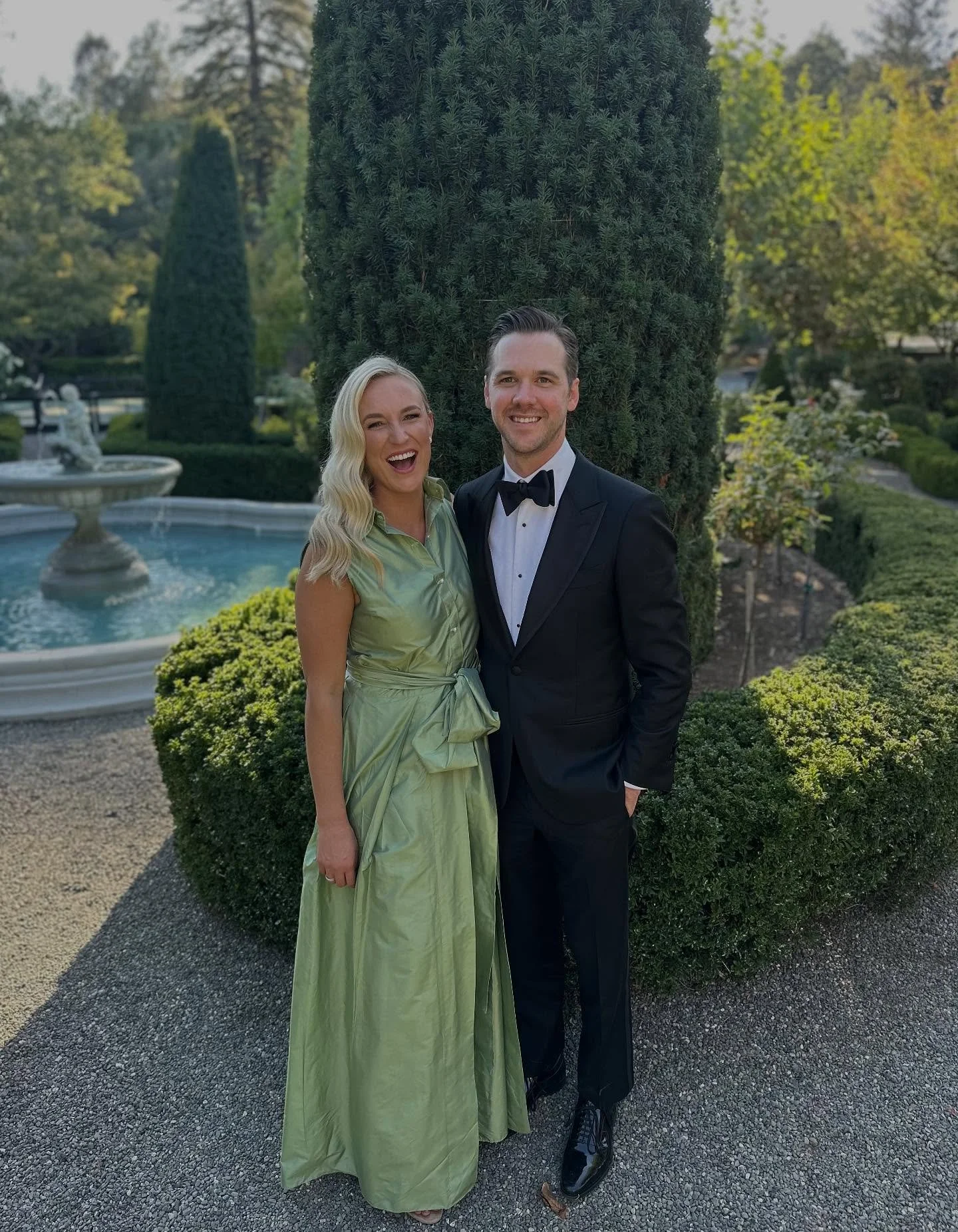 when the dress code is black tie &amp; the setting is Napa&hellip; our sleeveless collar gown in &lsquo;soft sage&rsquo; is the most idyllic choice! #LucianaEmilia