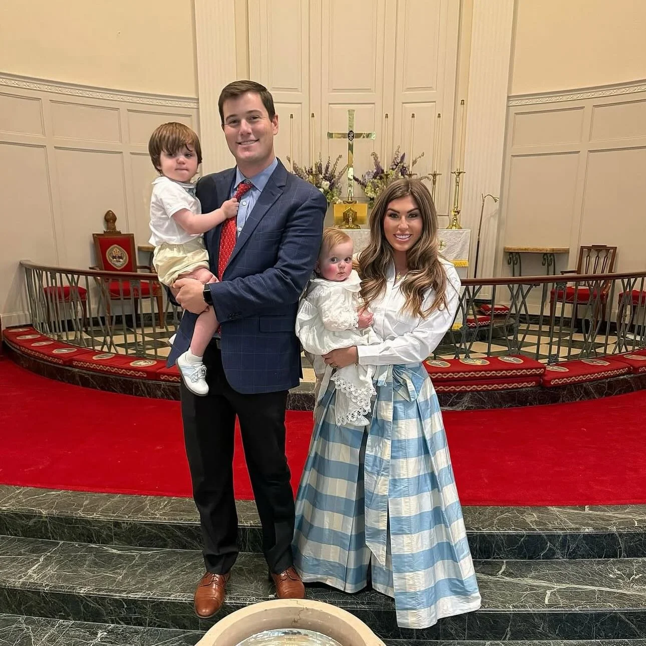 loved seeing our Large Blue Check skirt paired with the sweetest bow ties from the Luciana Emilia x @littleenglishclothing collection for such a meaningful day. timeless pieces made for life&rsquo;s most cherished celebrations. thank you @annemassiem