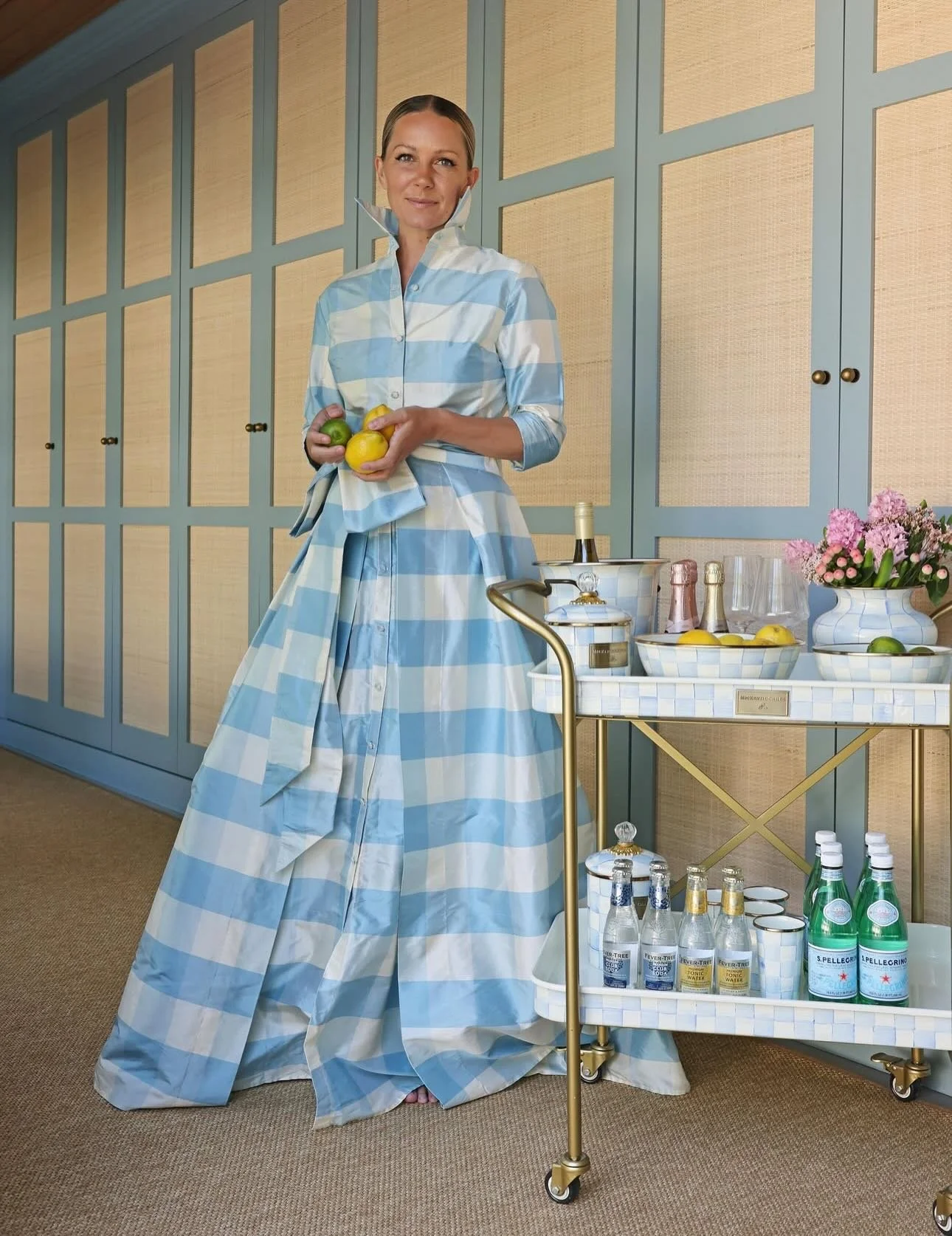 checks on checks! our classic collar gown feeling right at home amongst the prettiest checked pieces from @mackenziechilds. so beautifully styled by @blaireadiebee! the sweetest pairing 🍋 #LucianaEmilia