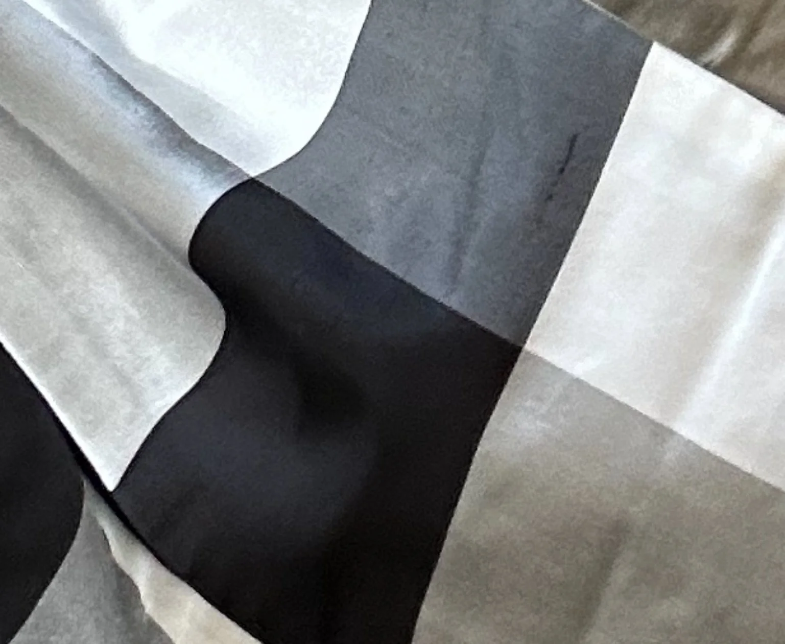 Black & White Check Silk Shantung Fabric Swatch