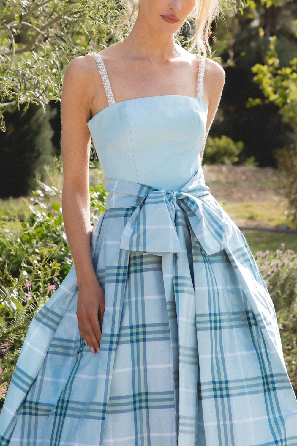 Pop of Pearl Gown - Phillipe Plaid  Luciana Emilia