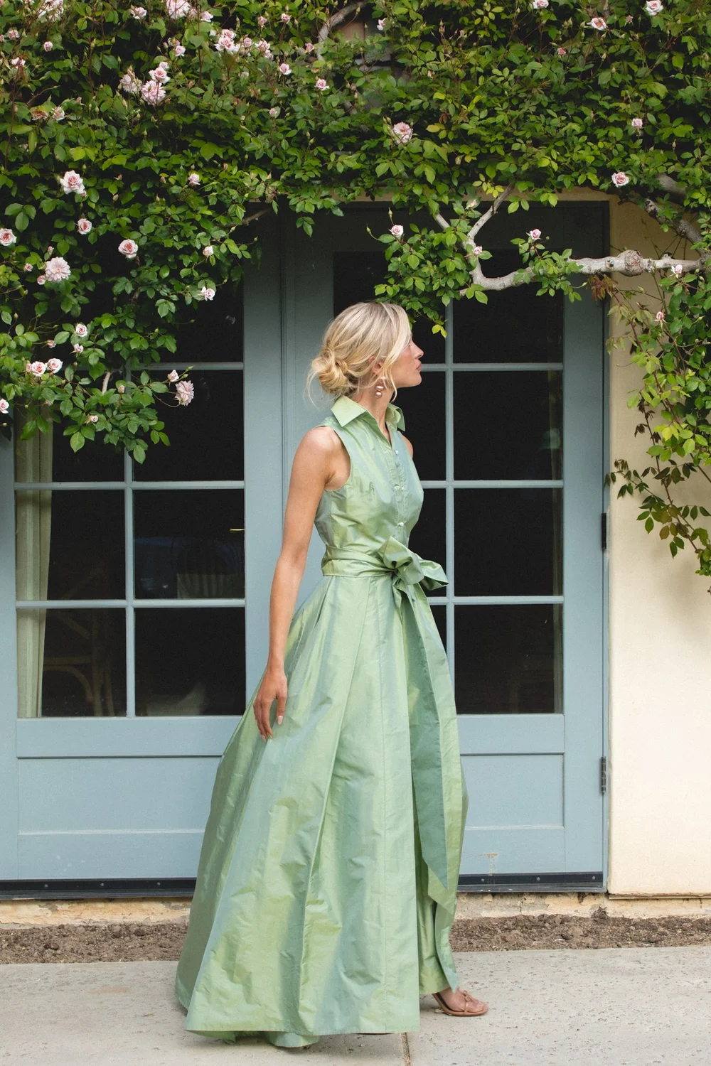Sleeveless Collar Gown - Soft Sage  Luciana Emilia