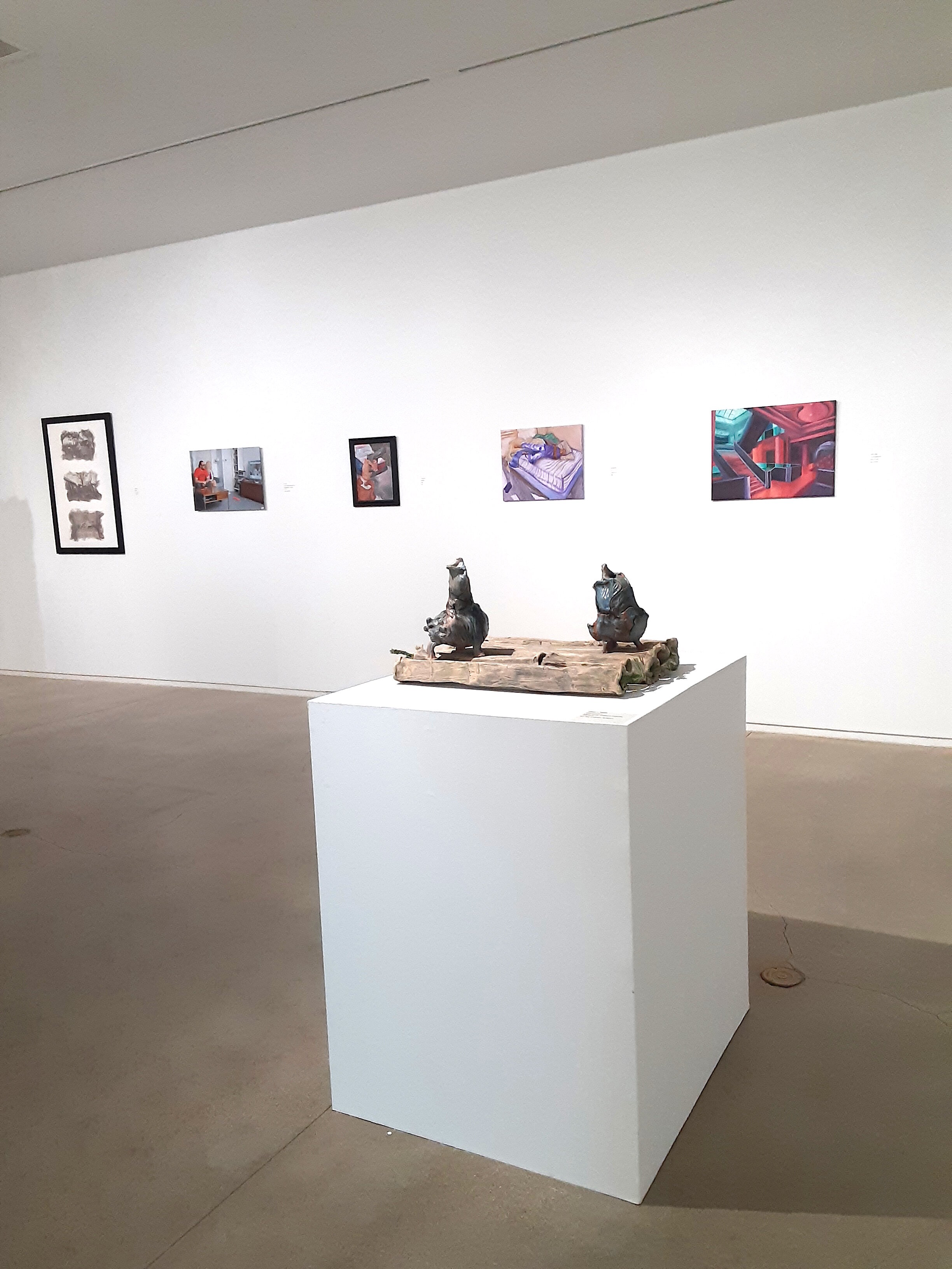 Wild Ceramics (foreground on pedestal), on Display at the Blaffer Art Museum, the University of Houston Texas. 2021