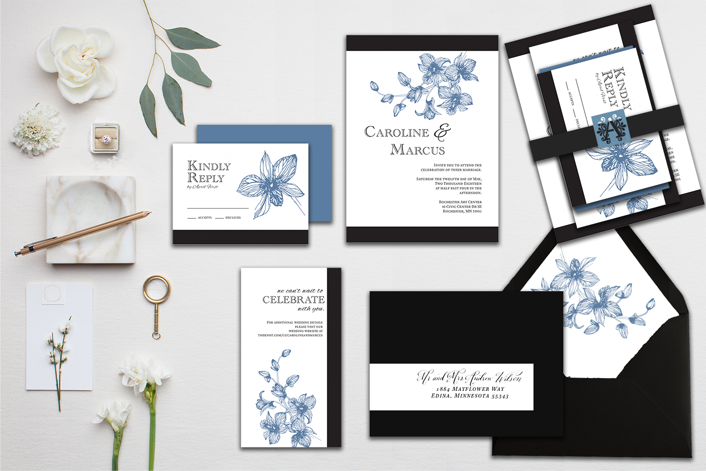 Download Orchid Sketch Signature Wedding Invitation Suite Set Of 20 Gather Nest Studio