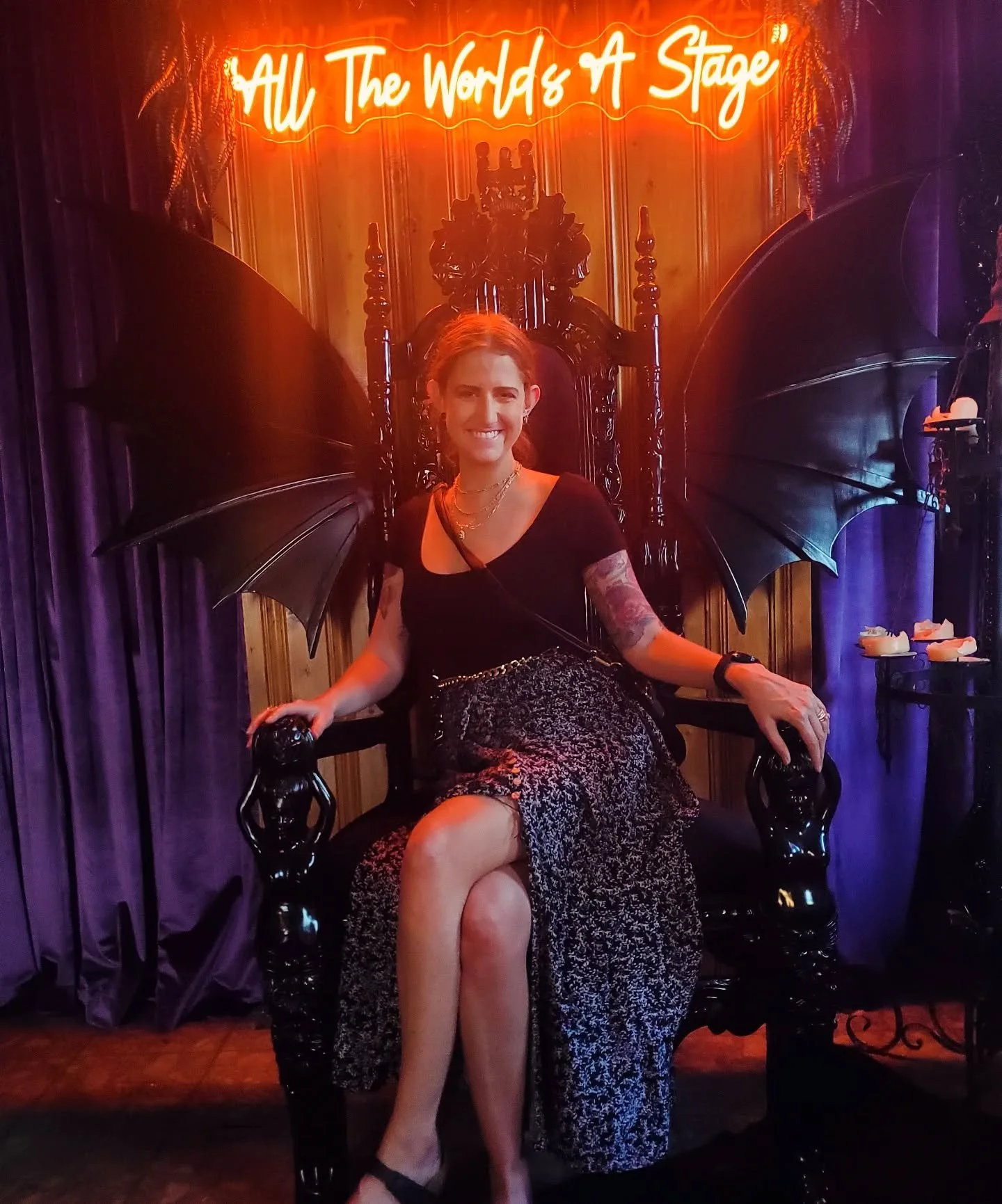 🦇✨ All the world&rsquo;s a stage&hellip; especially on Halloween. 🎭🕯️

After all, what better night to step into a little mischief, a little magic, and maybe a touch of mayhem? 😈💋

🖤It&rsquo;s been a spell since I&rsquo;ve posted, but I couldn&