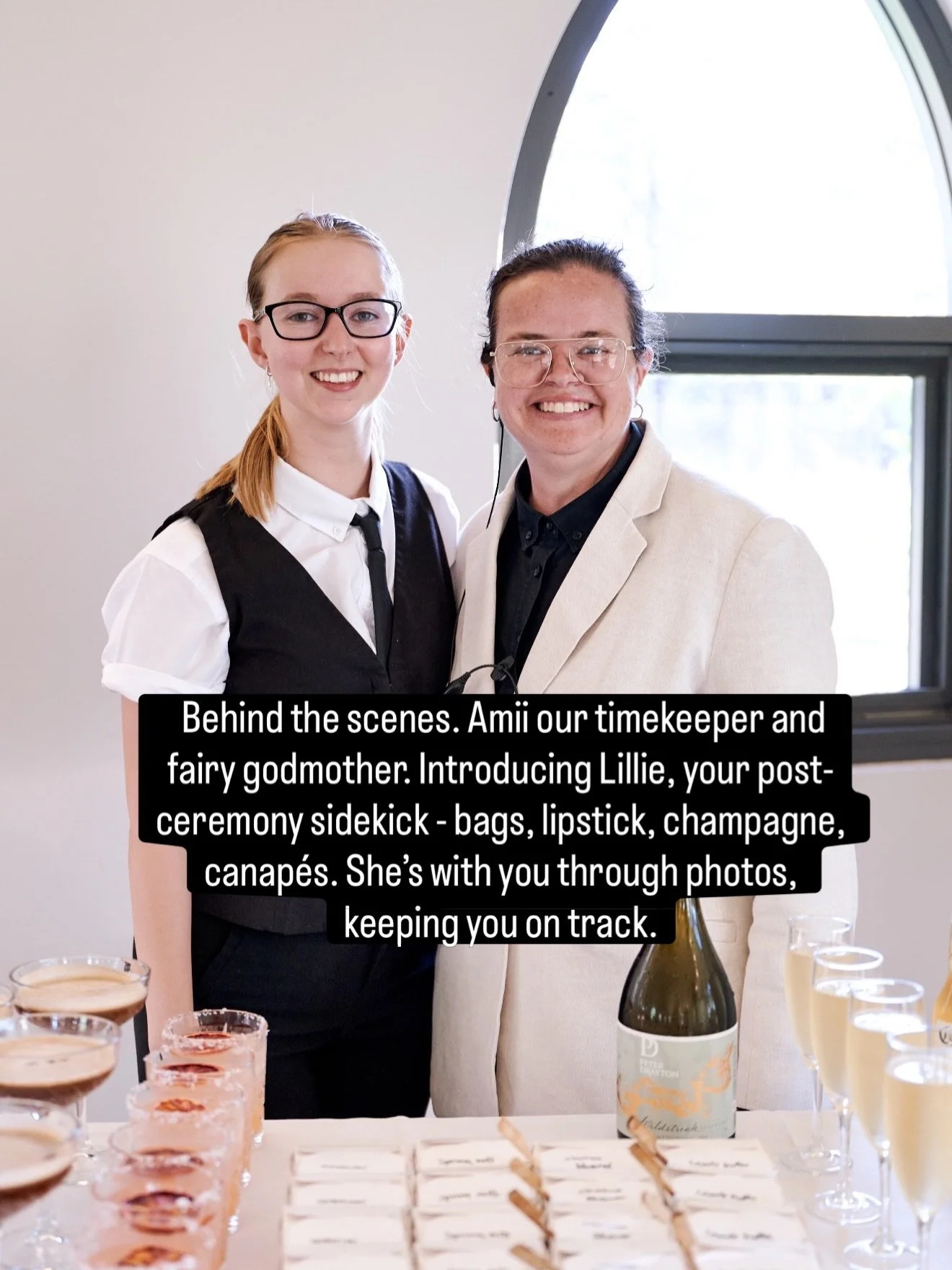 Ceremony done, VIP treatment begins. 🥂 Champagne, cocktails, canap&eacute;s and Lillie looking after our newlyweds and bridal party. Just another little Enzo difference. 🤍

Ceremony &amp; reception @enzoweddings 
Photo @danielgriffithsphoto