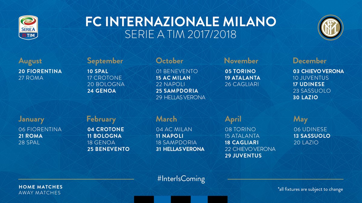  Serie A 2017-2018 calendar