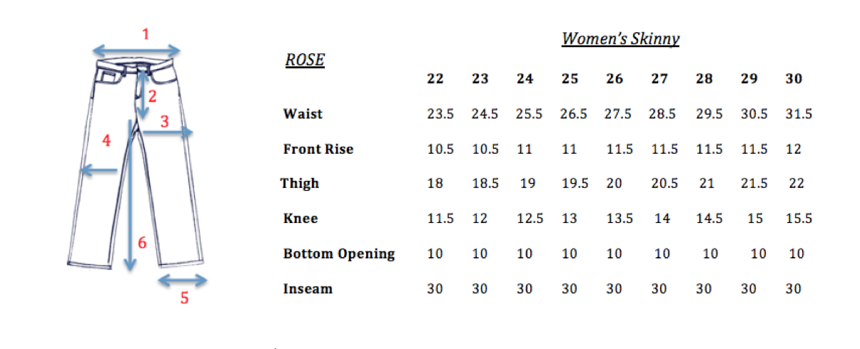 Rise Size Chart