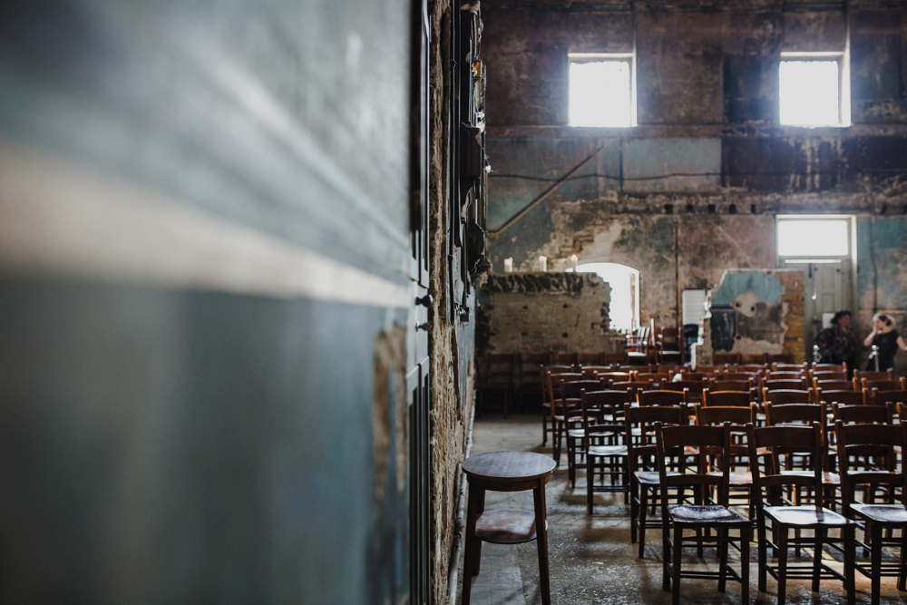 Wedding guests start arriving at the Asylum Chapel for the wedding ceremony.