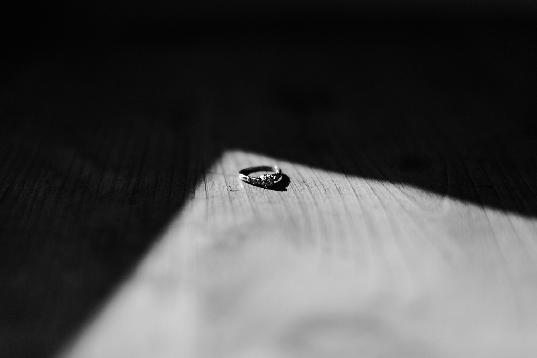 Copy of engagement ring close up on table