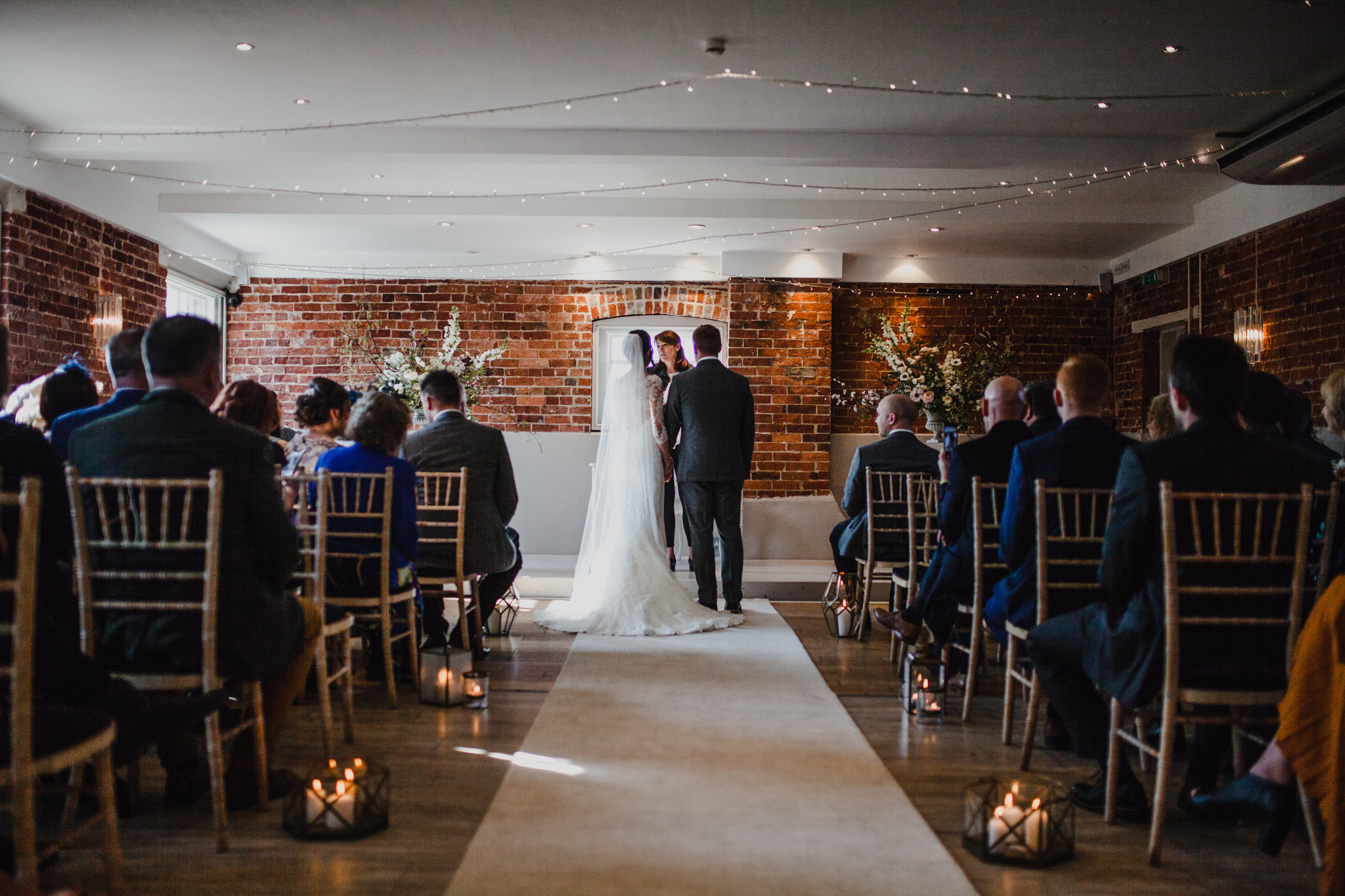 Wide shot of wedding at Sopley Mill