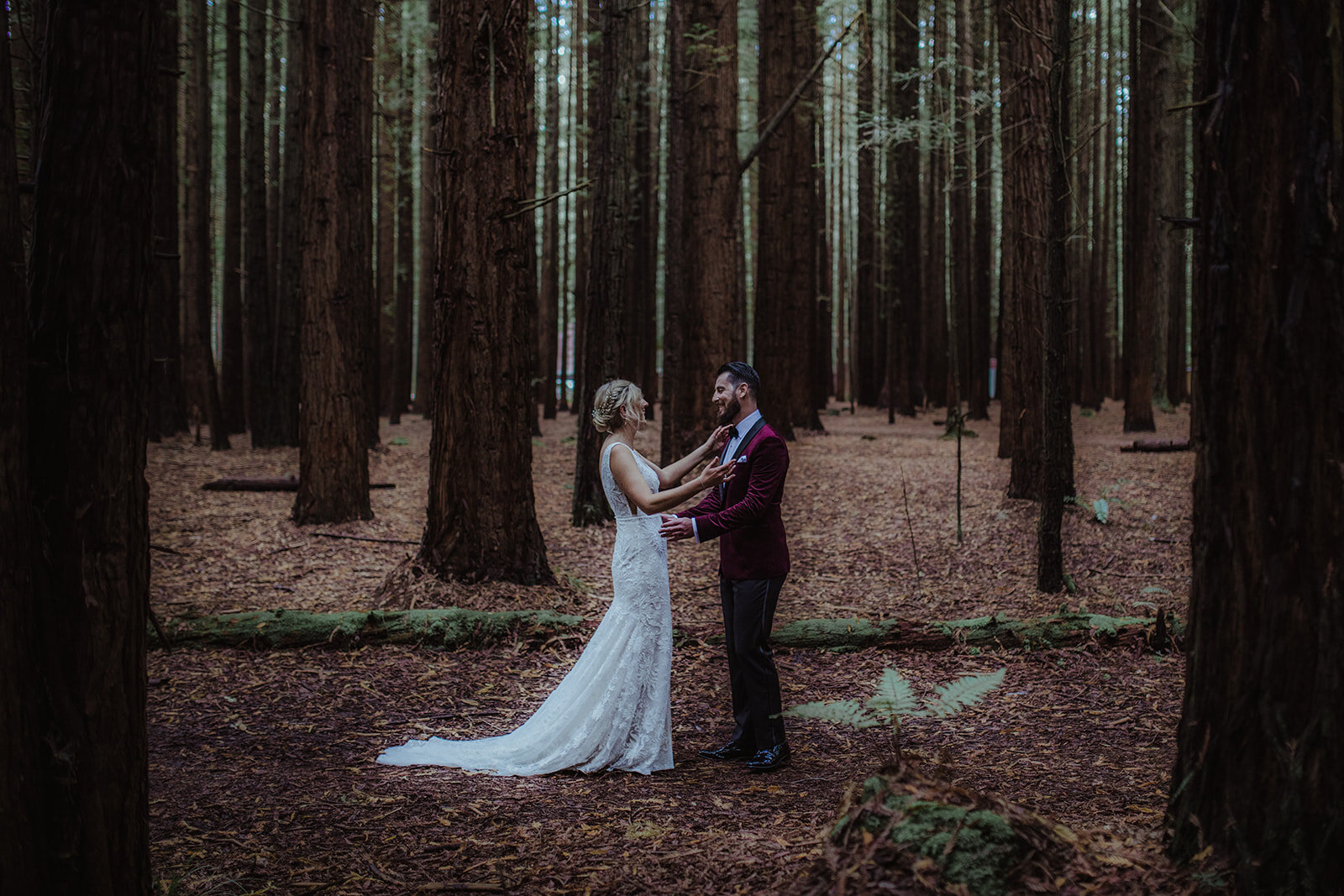 A bride and groom's first look photograph at their wedding