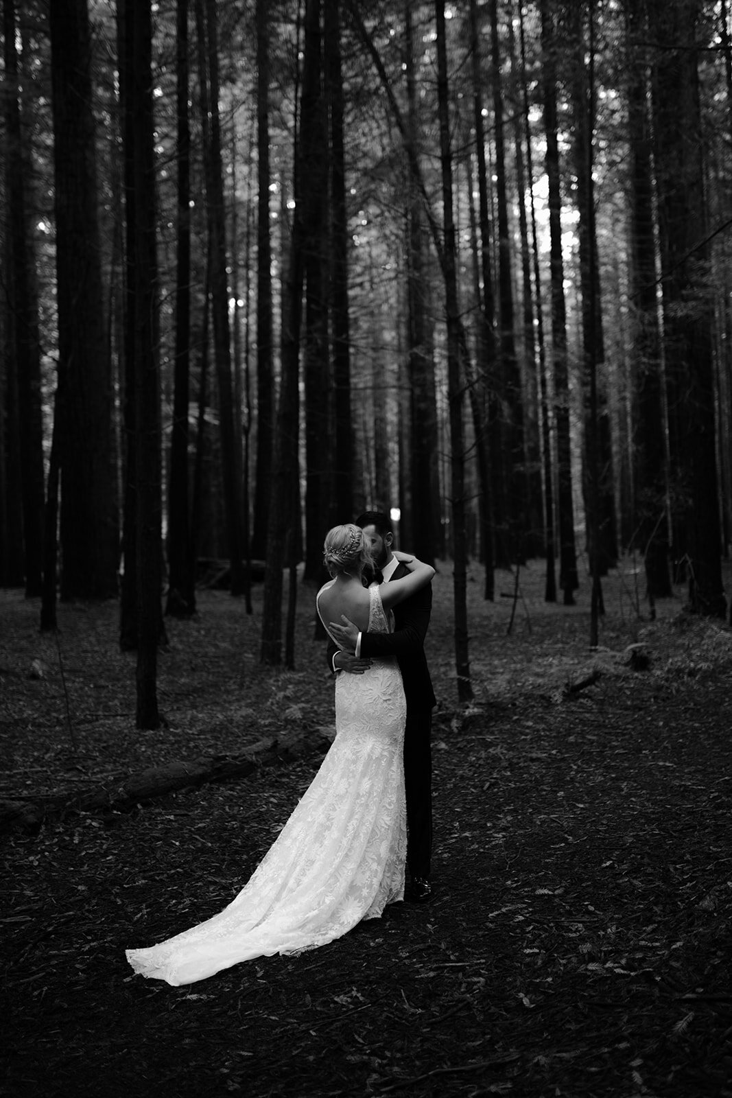 A bride and groom's first look photograph at their wedding