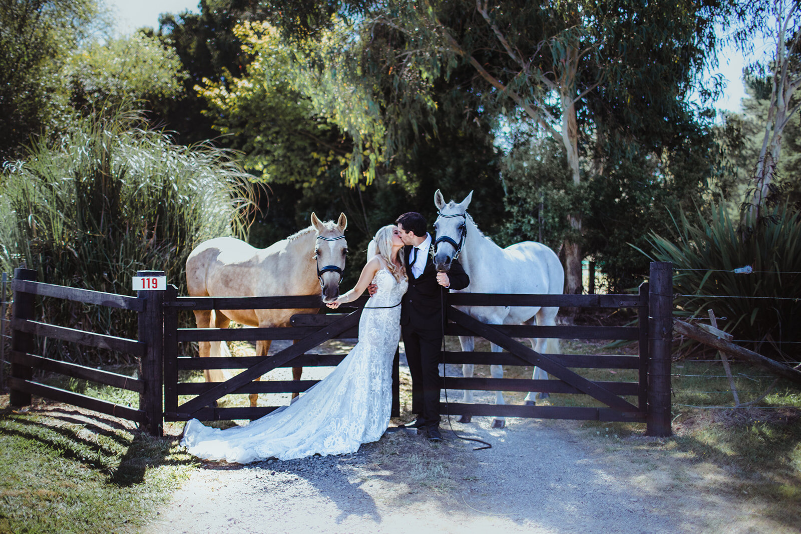 Back garden wedding with horses