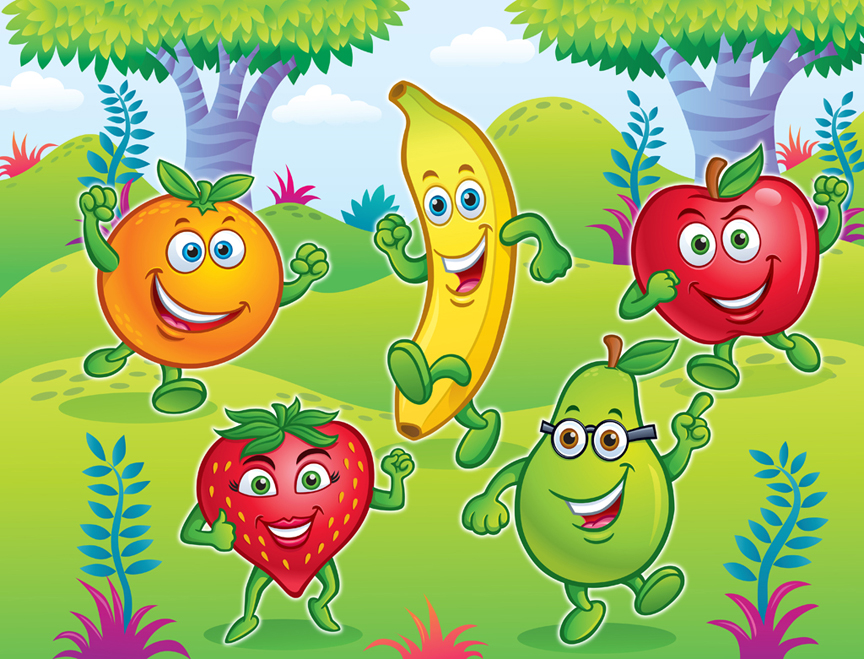 Fruits fun. Мультяшные фрукты. Фрукты cartoon. Витаминки мультяшные. Витаминная семейка.