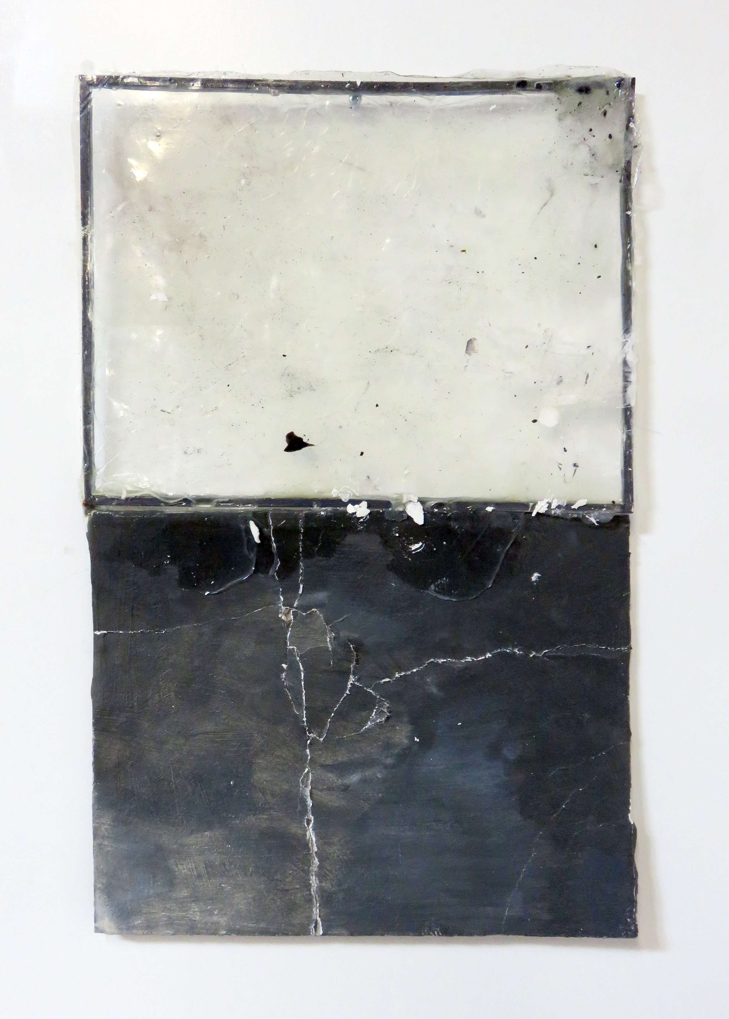   Puncture (II) , 2014  acrylic polymer, plaster, metal frame  10 x 22”    