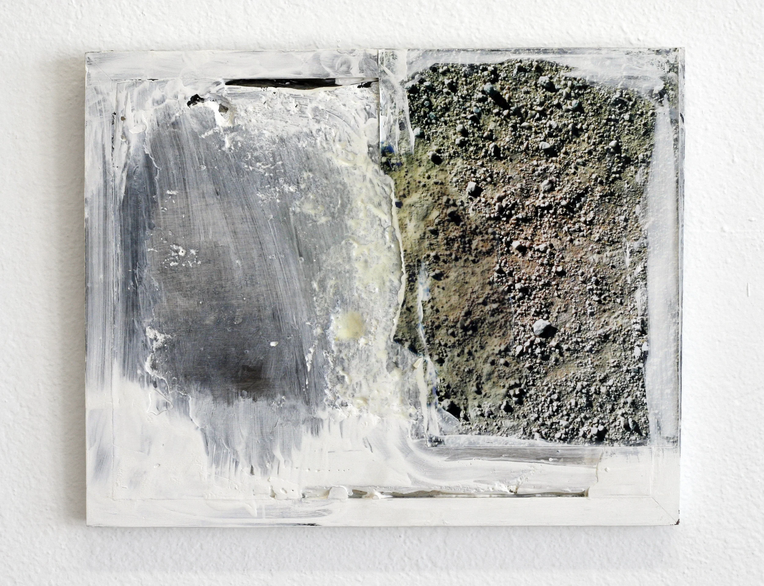 Walk , 2015 acrylic, polymer, plaster, prints 8 x 10”