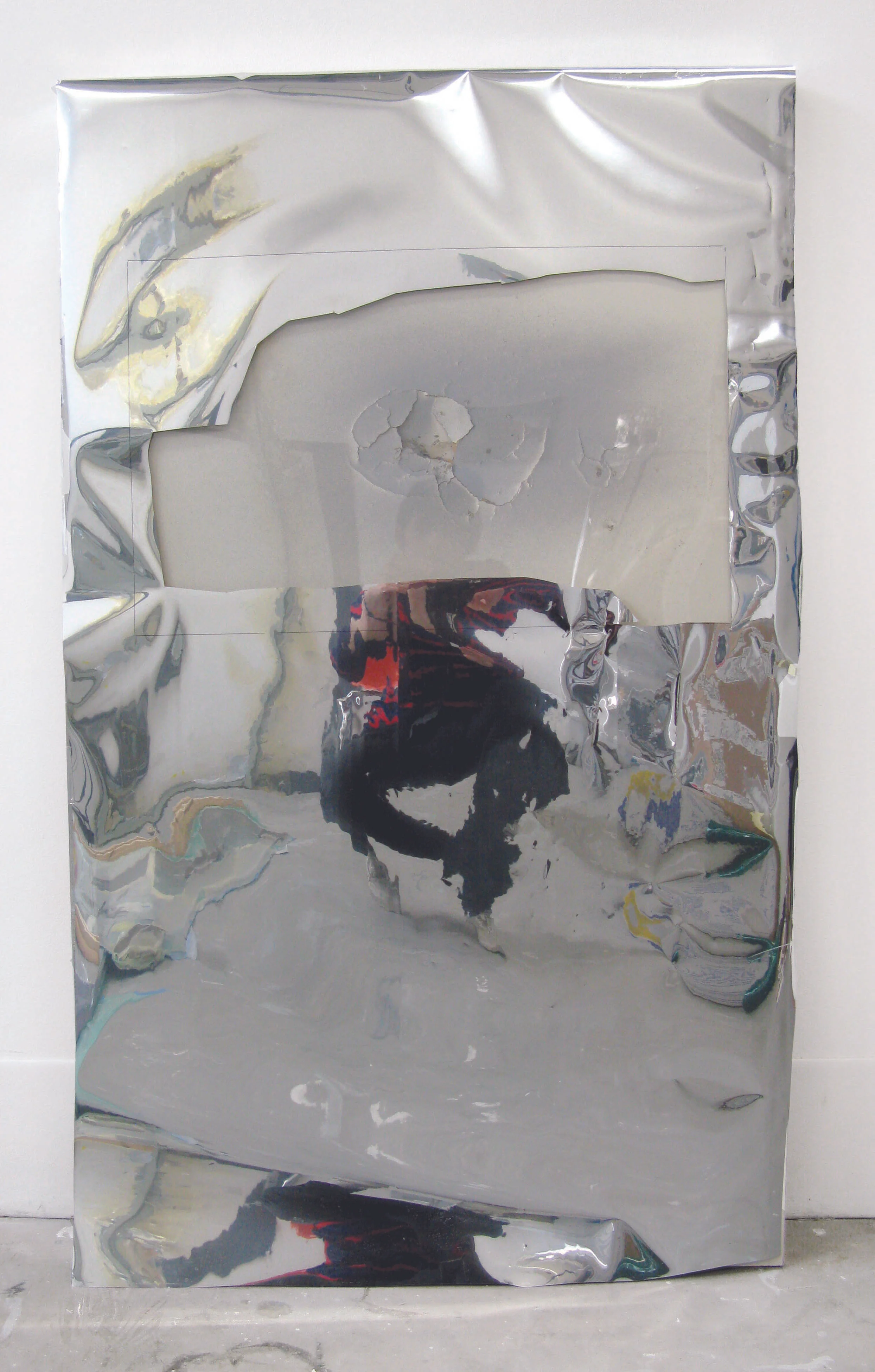 Puncture , 2011 mdf, mylar, spray paint, plexi glas 24 x 39"