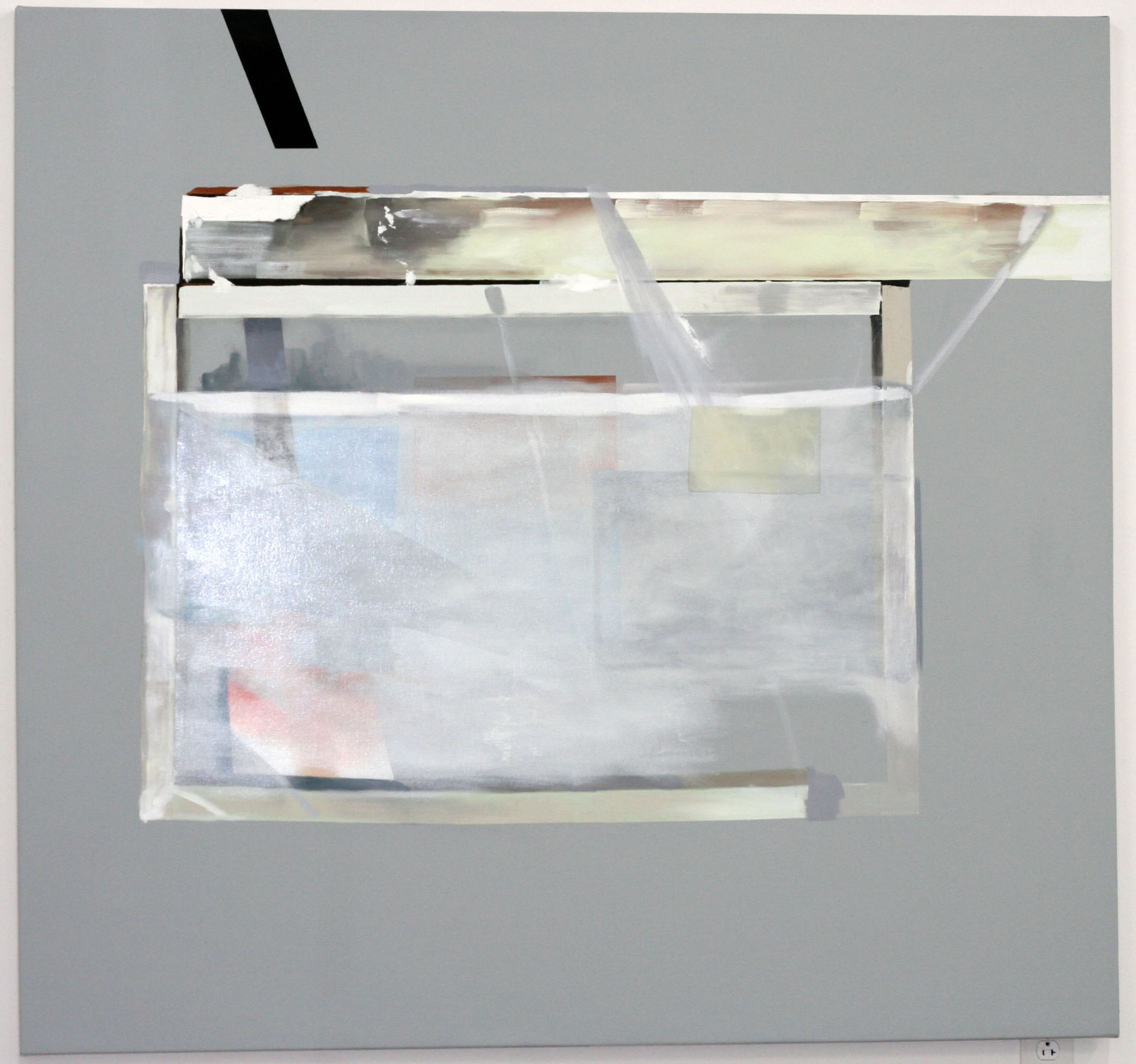   Framing a grey and white object , 2009  oil on canvas  62 x 58”    