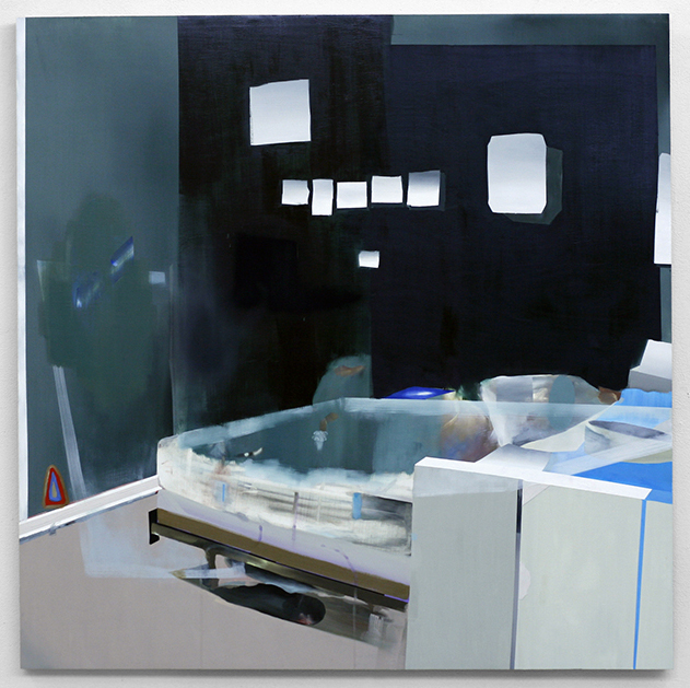   Bedroom and images/mirrors,&nbsp; 2008  oil on wood  48” x 48”    